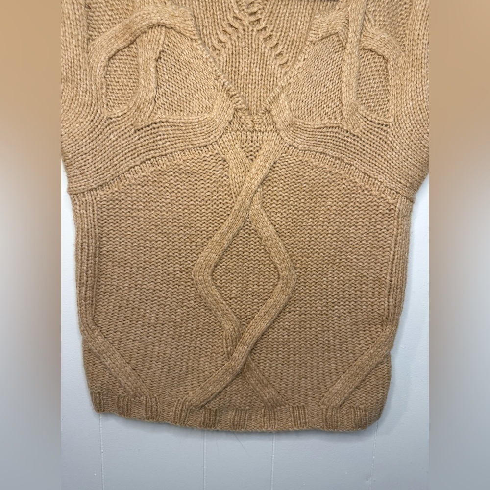 Tory Burch Cable Knit Sleeveless Tan Sweater, Size M - Picture 3 of 8